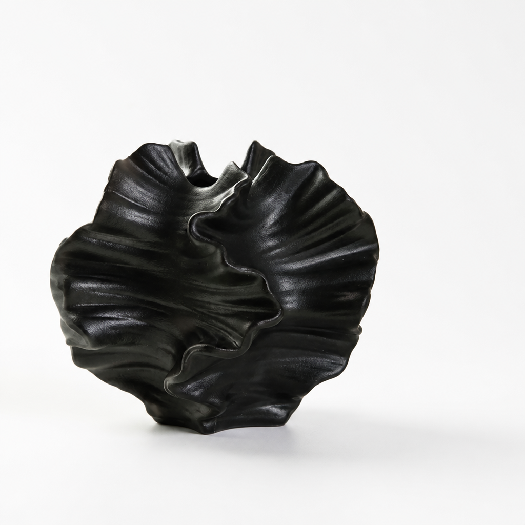 Decorative Vase Folded Wave Texture Stable Base