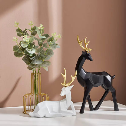 Deer Figurine Geometric Resin Two Sizes