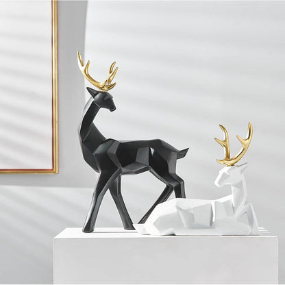 Deer Figurine Geometric Resin Two Sizes