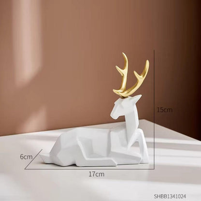 Deer Figurine Geometric Resin Two Sizes