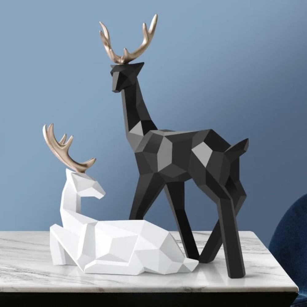 Deer Figurine Geometric Resin Two Sizes