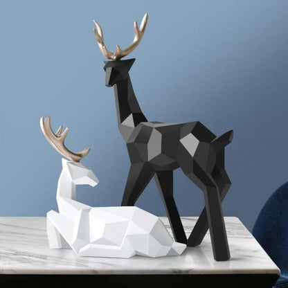 Deer Figurine Geometric Resin Two Sizes