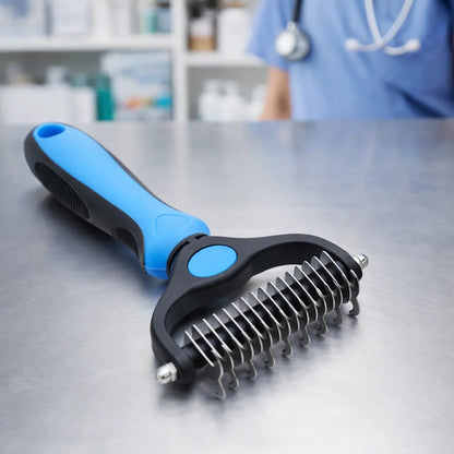 Dematting Brush Double-Sided Stainless Steel Ergonomic Handle