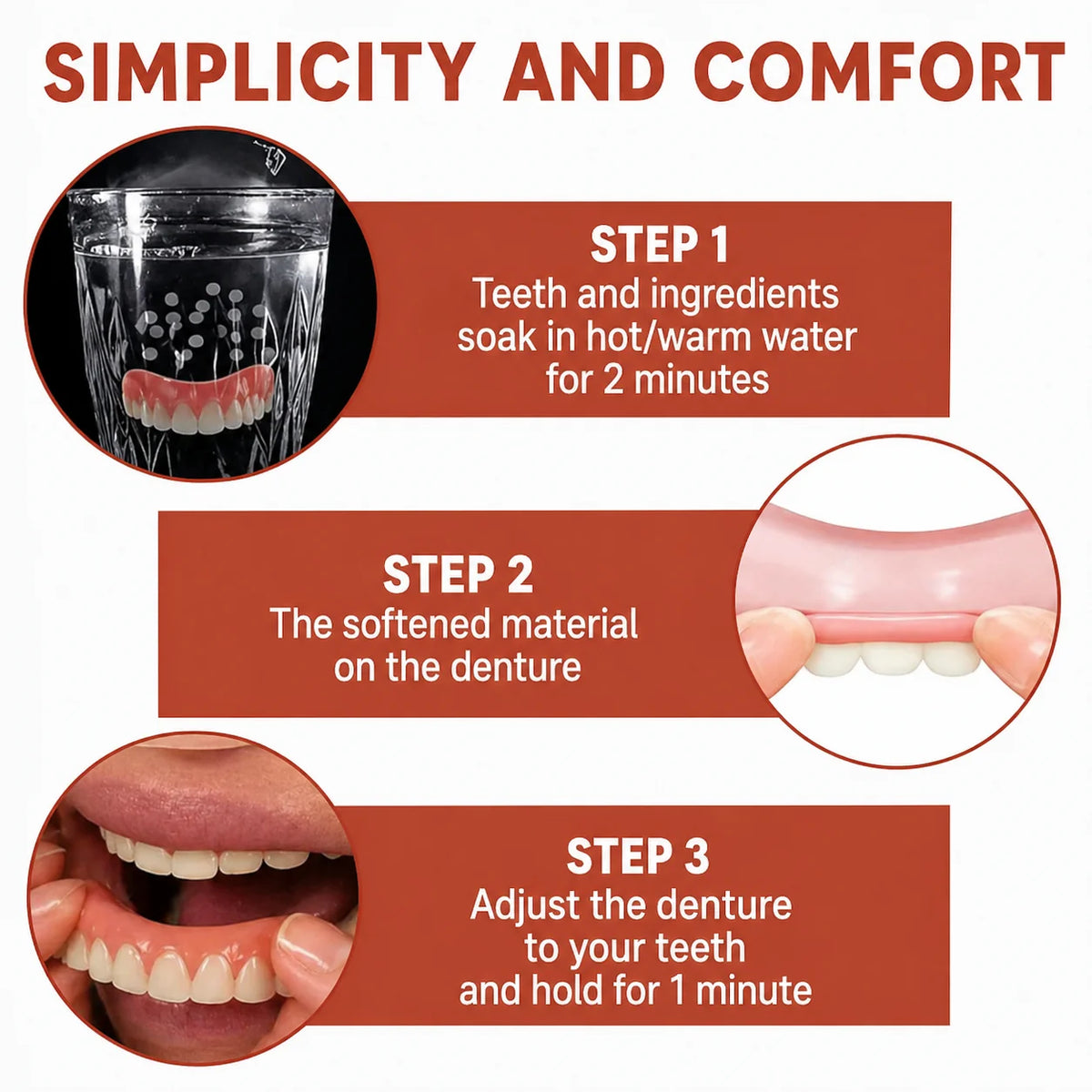 Denture Cushions Soft Silicone Non-Slip Adjustable Fit
