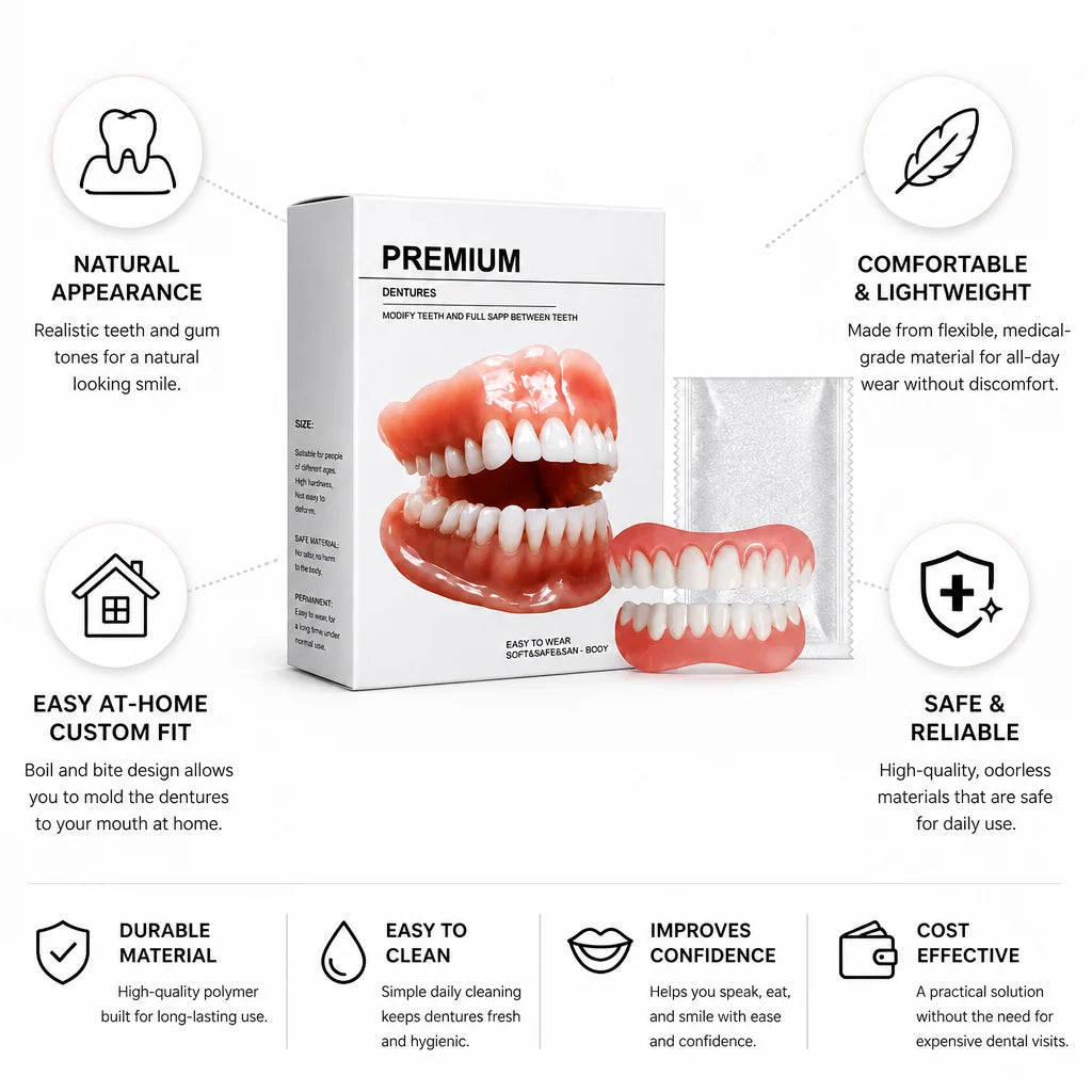 Denture Set Boil-and-Bite Custom Fit Upper & Lower Pair