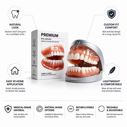 Denture Set Boil-and-Bite Upper & Lower Reusable