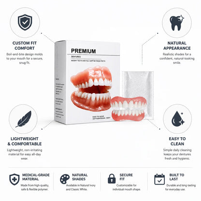 Denture Set Heat-Moldable Custom Fit Upper & Lower