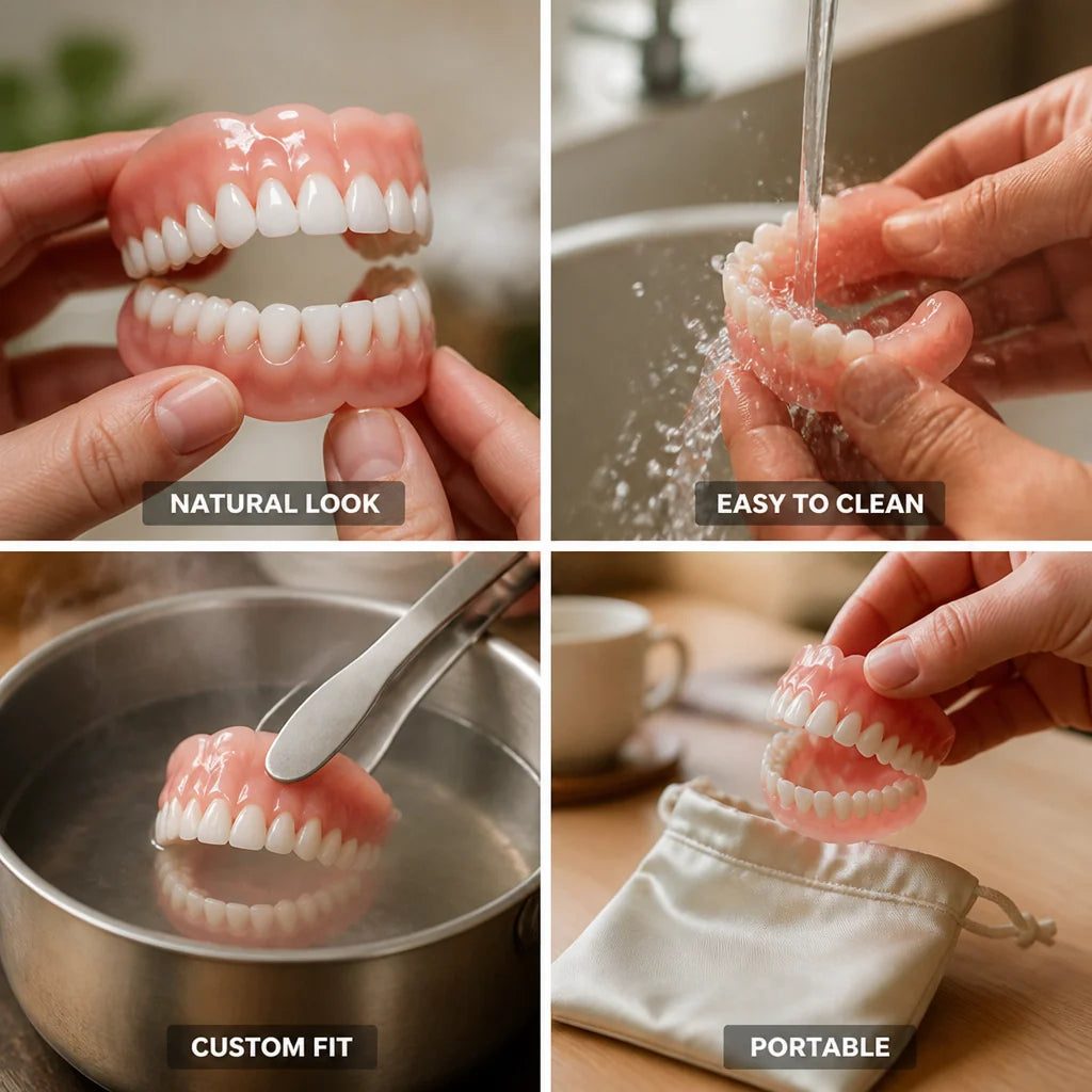 Denture Set Upper & Lower Boil-and-Bite Custom Fit