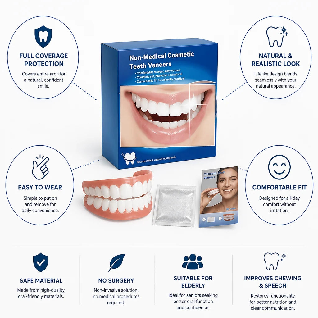 Denture Set Upper & Lower Natural-Looking 3-Piece