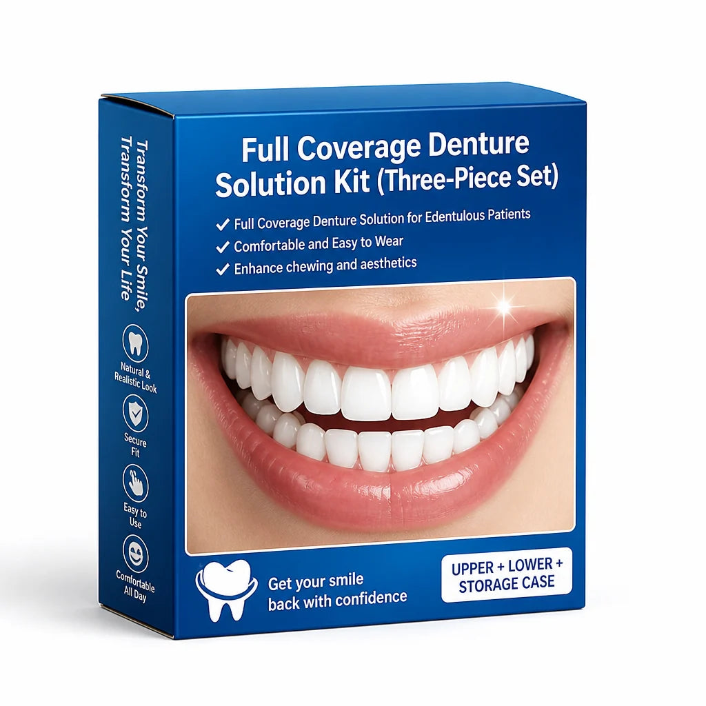 Denture Set Upper & Lower Natural-Looking 3-Piece