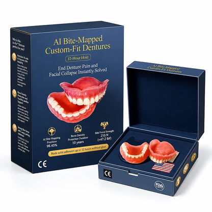 Dentures Custom-Fit Upper & Lower Glue-Free Hold