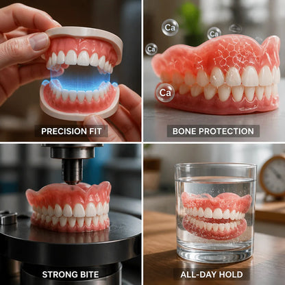 Dentures Custom-Fit Upper & Lower Glue-Free Hold