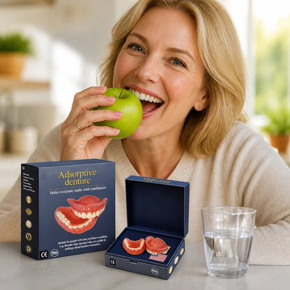 Dentures Custom-Fit Upper & Lower Glue-Free Hold