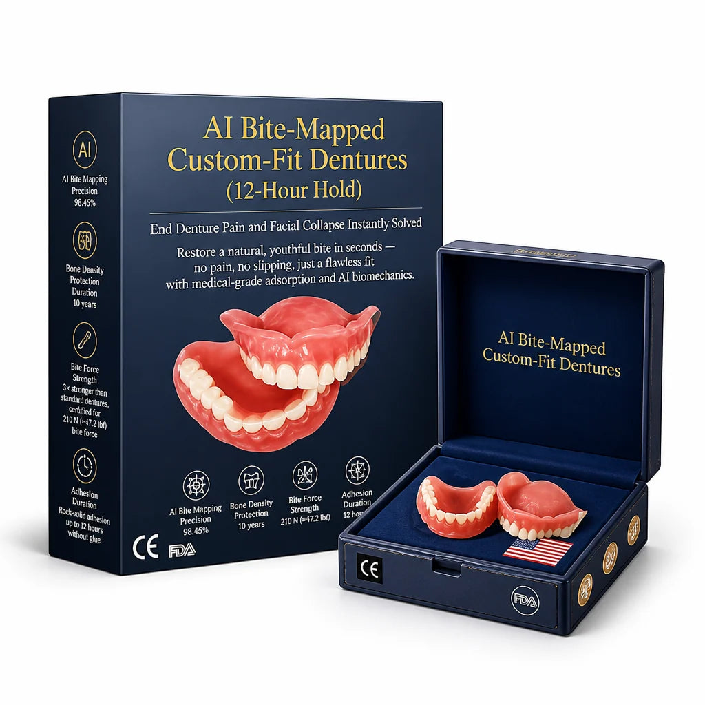 Dentures Custom-Fit Upper & Lower Glue-Free Hold