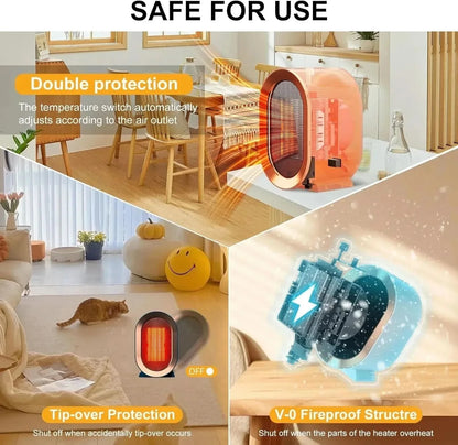 Desk Heater PTC Ceramic Tip-Over & Overheat Protection