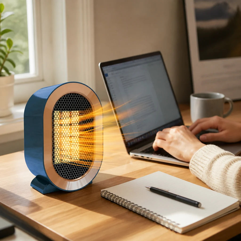 Desk Heater PTC Ceramic Tip-Over & Overheat Protection