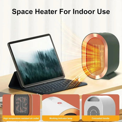 Desk Heater PTC Ceramic Tip-Over & Overheat Protection