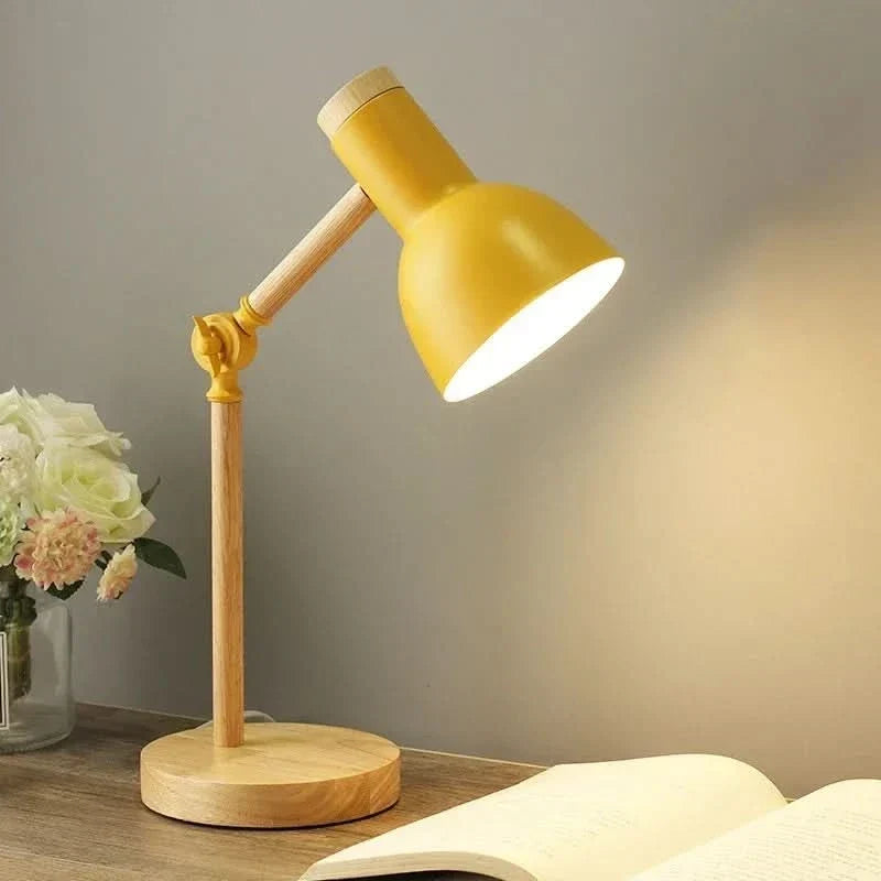 Desk Lamp Adjustable Direction Soft Light Wood Finish