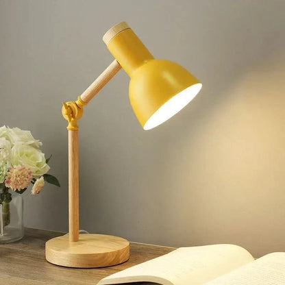 Desk Lamp Adjustable Direction Soft Light Wood Finish
