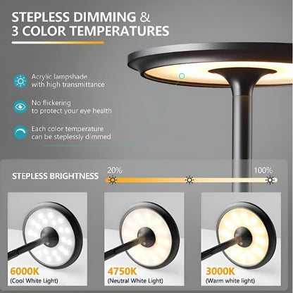 Desk Lamp Brushed Aluminium Rechargeable Touch Dimming