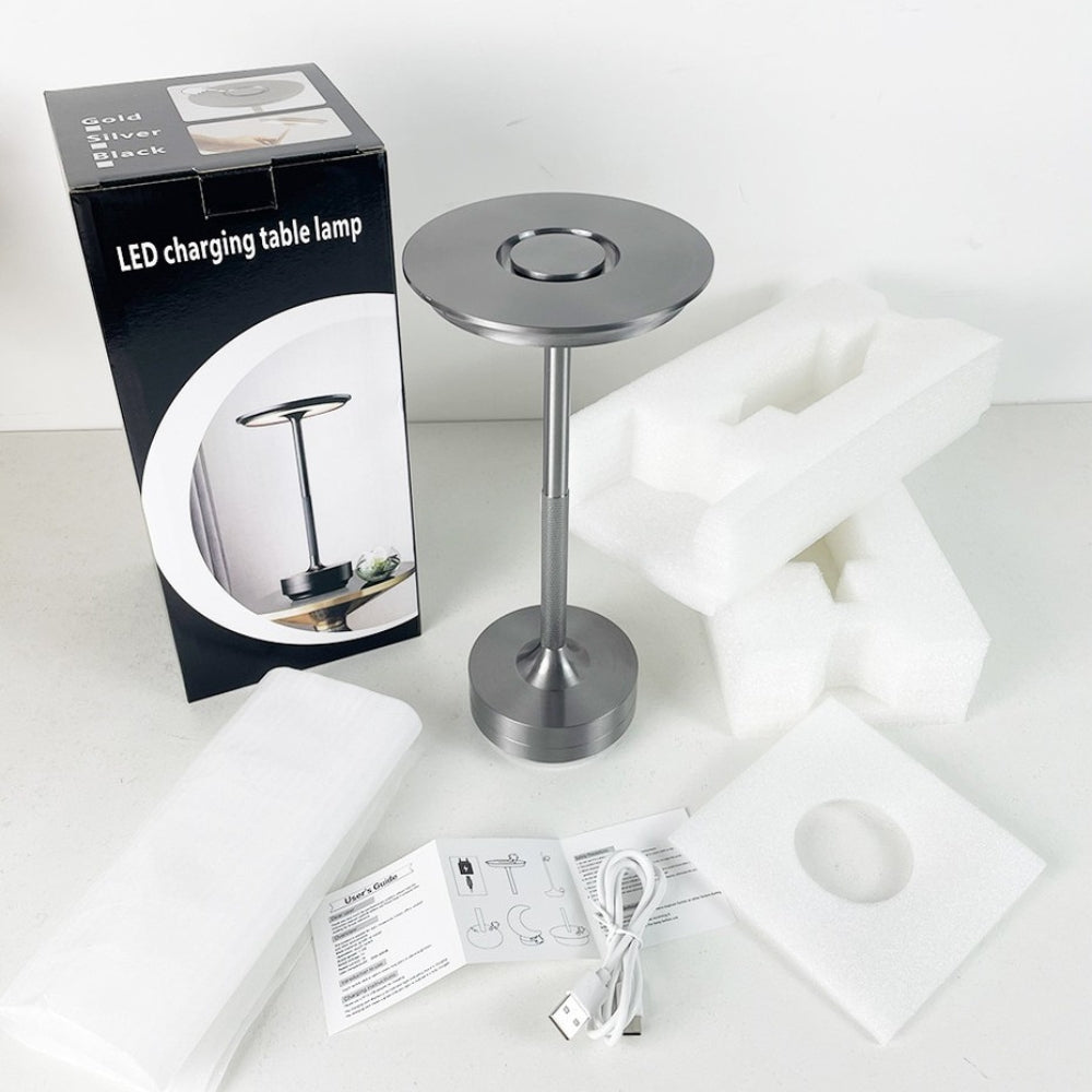 Desk Lamp Brushed Aluminium Rechargeable Touch Dimming