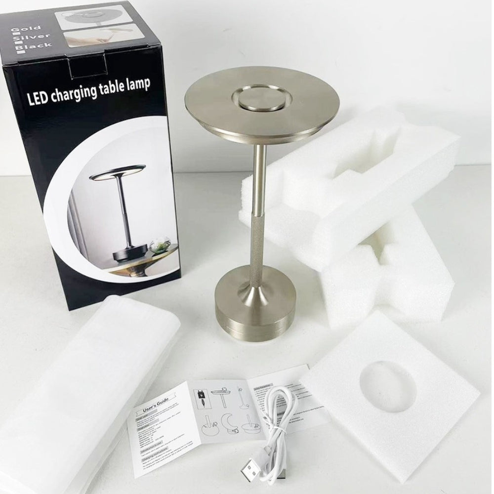 Desk Lamp Brushed Aluminium Rechargeable Touch Dimming