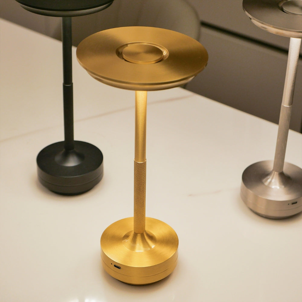 Desk Lamp Brushed Aluminium Rechargeable Touch Dimming