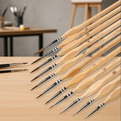 Detail Paintbrush Synthetic Bristles Ergonomic Wooden Handle