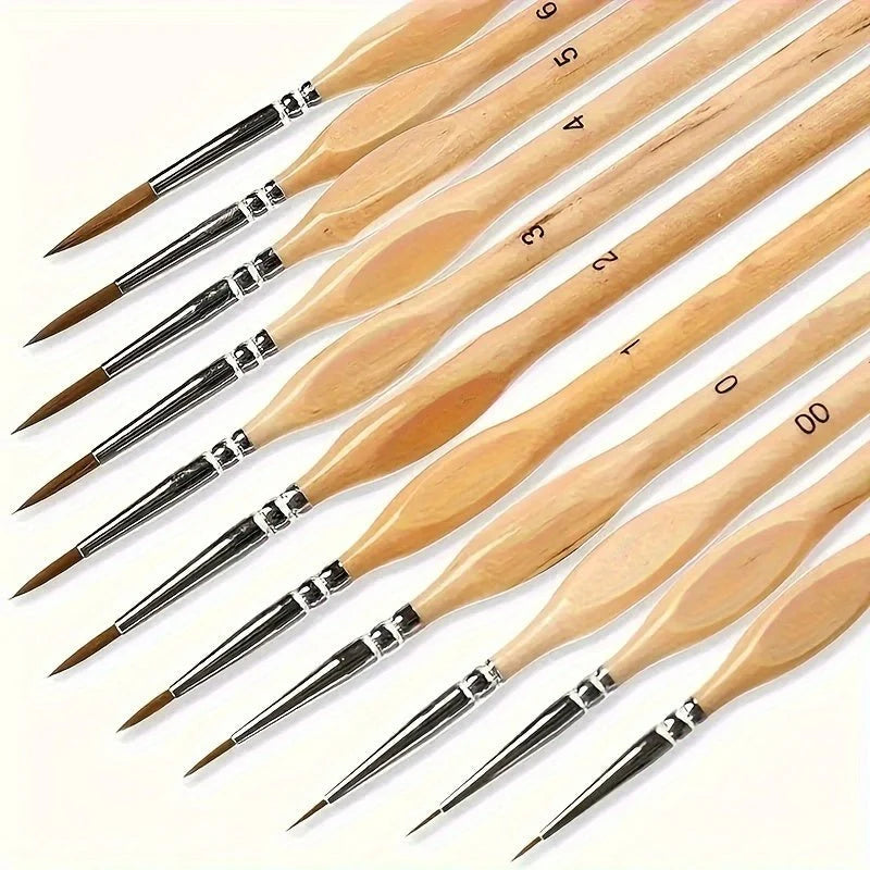 Detail Paintbrush Synthetic Bristles Ergonomic Wooden Handle
