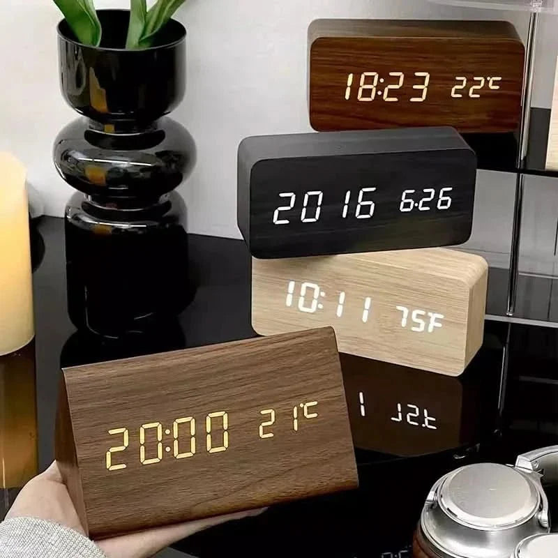 Digital Alarm Clock LED Display Temperature Reading