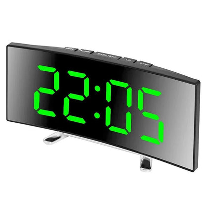 Digital Alarm Clock Large LED Display Silent Operation Mirror Finish