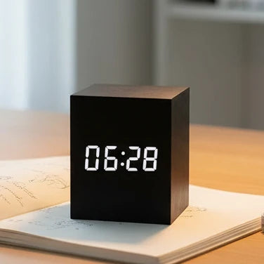 Digital Alarm Clock Temperature Display Adjustable Brightness & Night Mode
