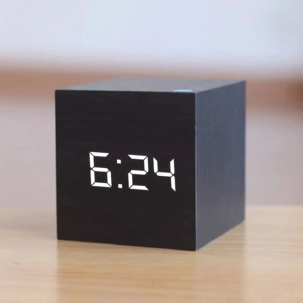 Digital Alarm Clock Temperature Display Adjustable Brightness & Night Mode