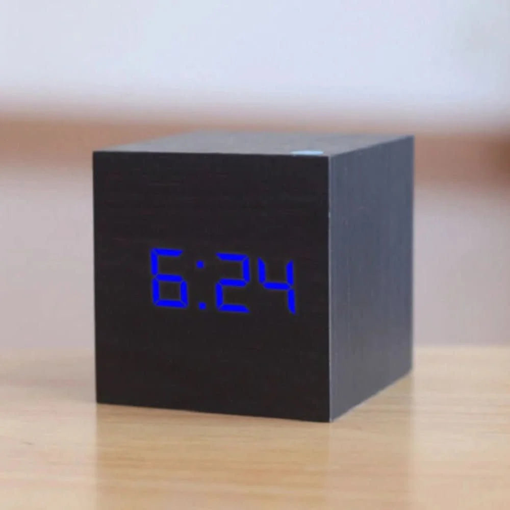 Digital Alarm Clock Temperature Display Adjustable Brightness & Night Mode