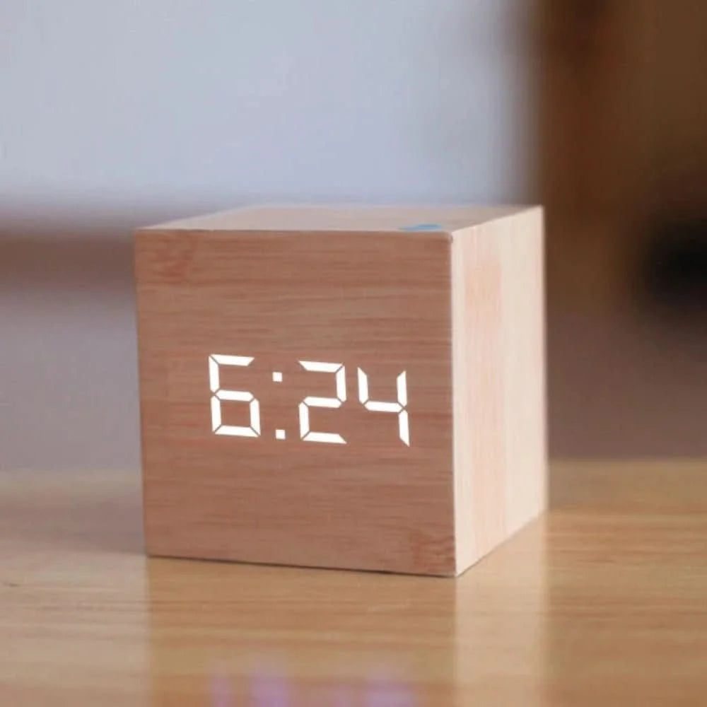 Digital Alarm Clock Temperature Display Adjustable Brightness & Night Mode