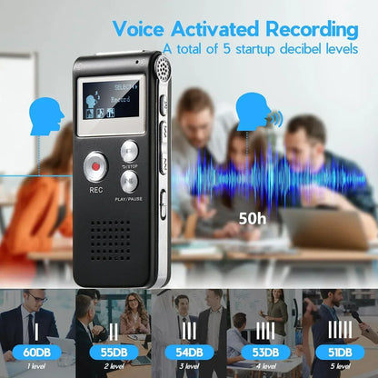 Digital Voice Recorder Voice-Activated WAV Built-In Storage
