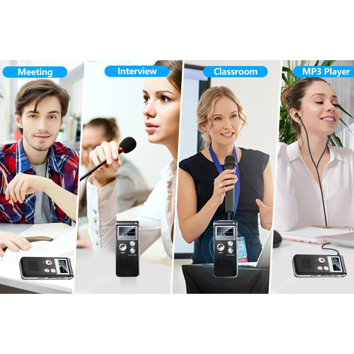 Digital Voice Recorder Voice-Activated WAV Built-In Storage