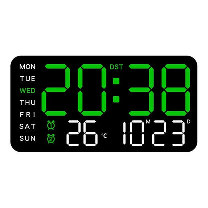 Digital Wall Clock Remote Control Dual Alarm Temperature Display