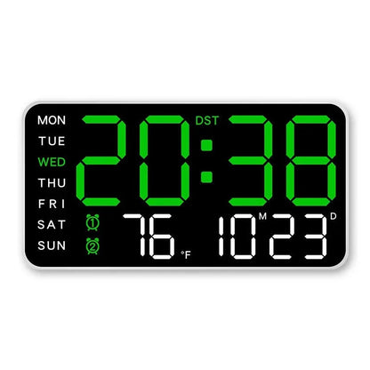 Digital Wall Clock Remote Control Dual Alarm Temperature Display