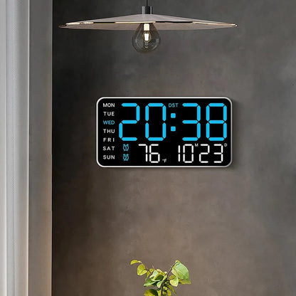 Digital Wall Clock Remote Control Dual Alarm Temperature Display