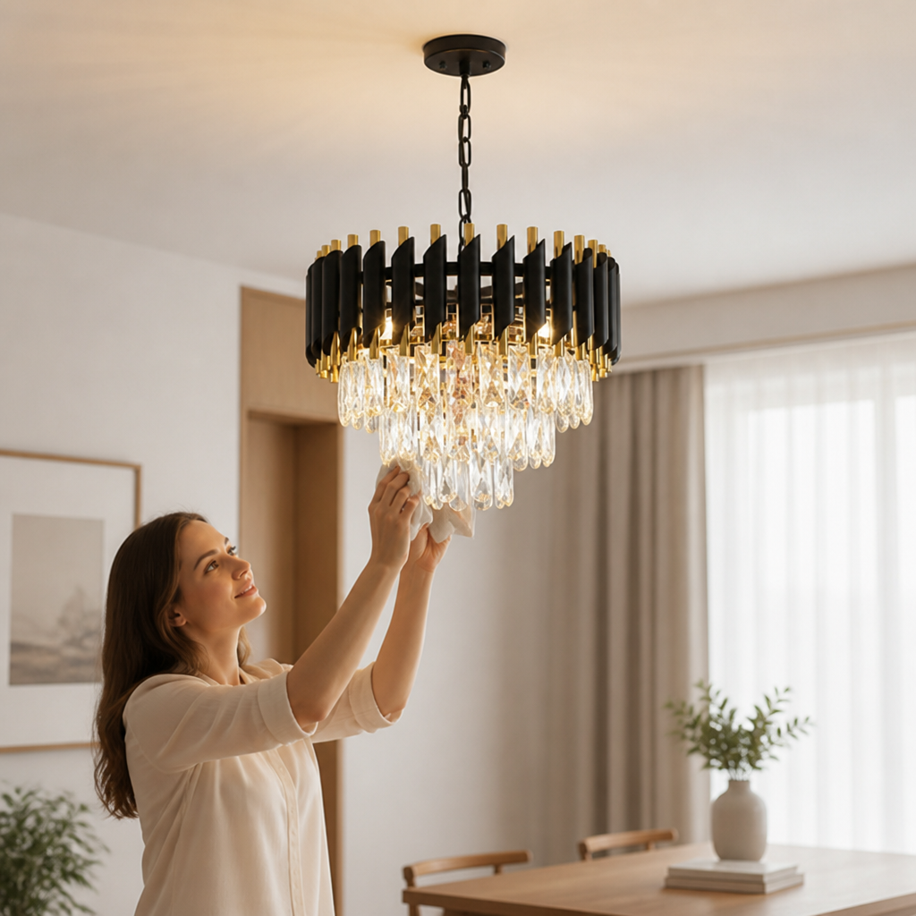 Dimmable Three-Tier Crystal Chandelier (Adjustable Height)