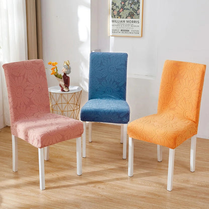 Dining Chair Cover Stretch Fit Embossed Smiley Floral