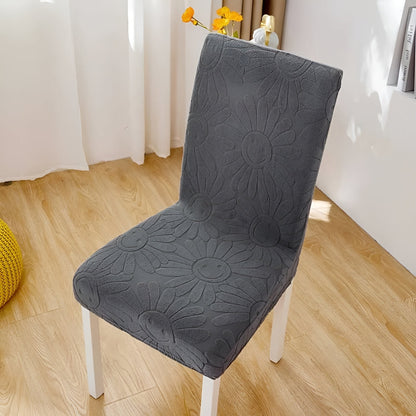 Dining Chair Cover Stretch Fit Embossed Smiley Floral