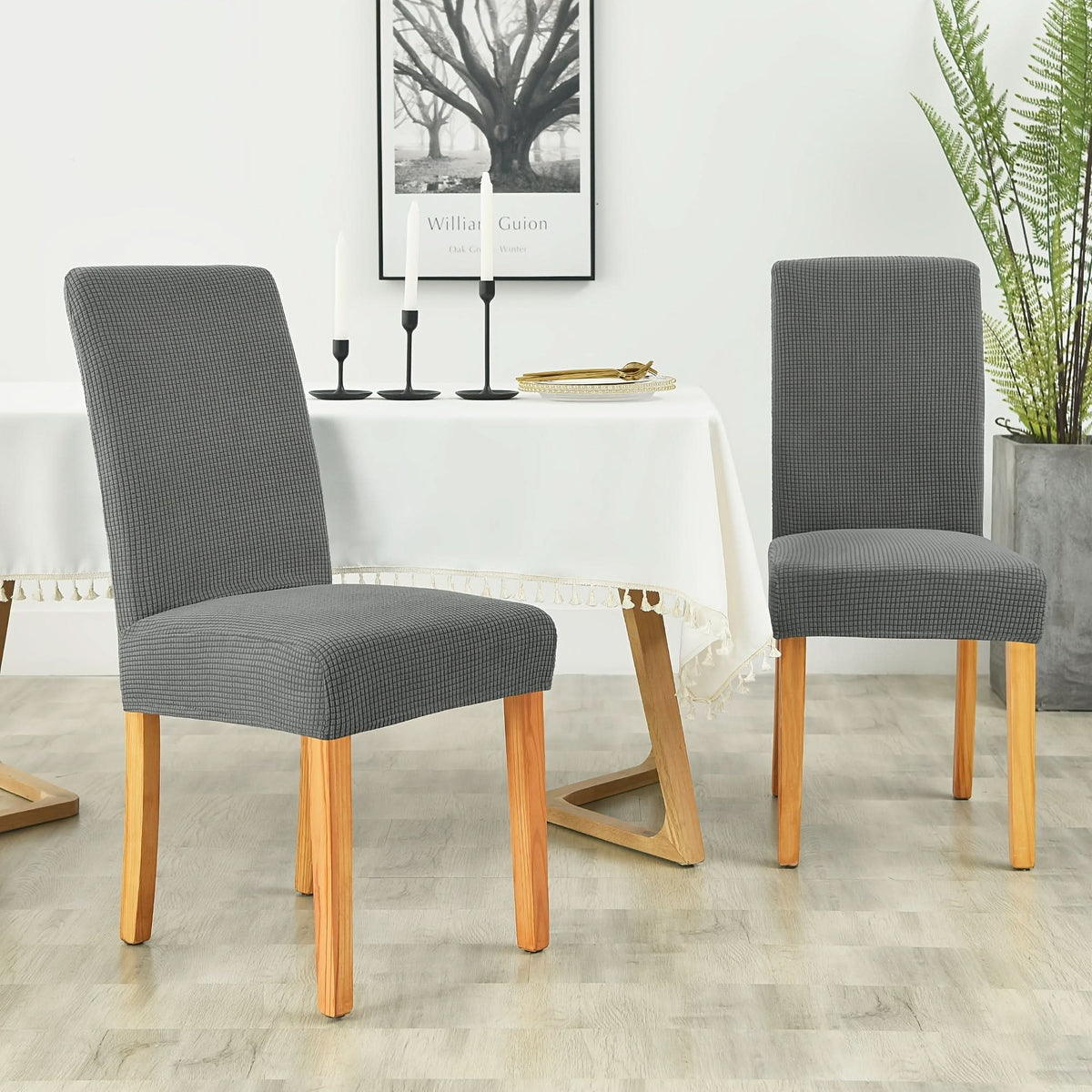 Dining Chair Covers Parsons Fit Stretch Velvet & Machine-Washable