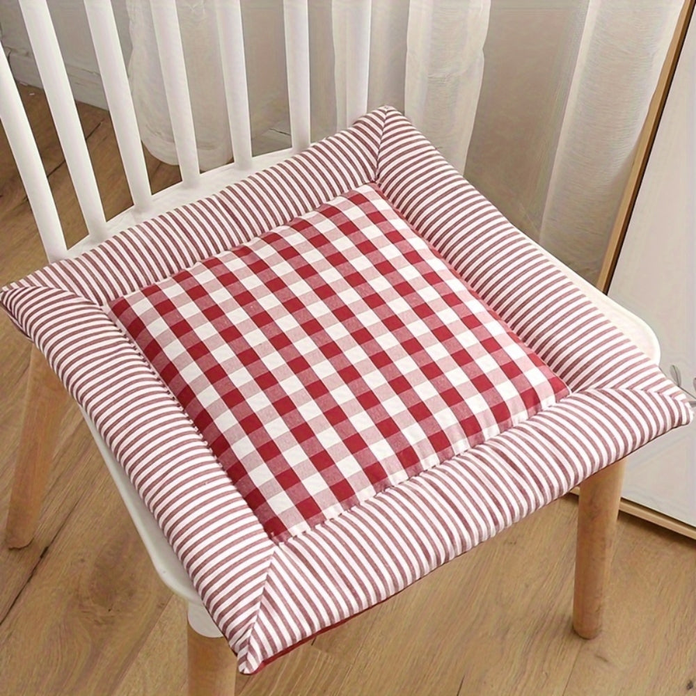 Dining Chair Cushion Plush Cotton Blend & Tie Straps
