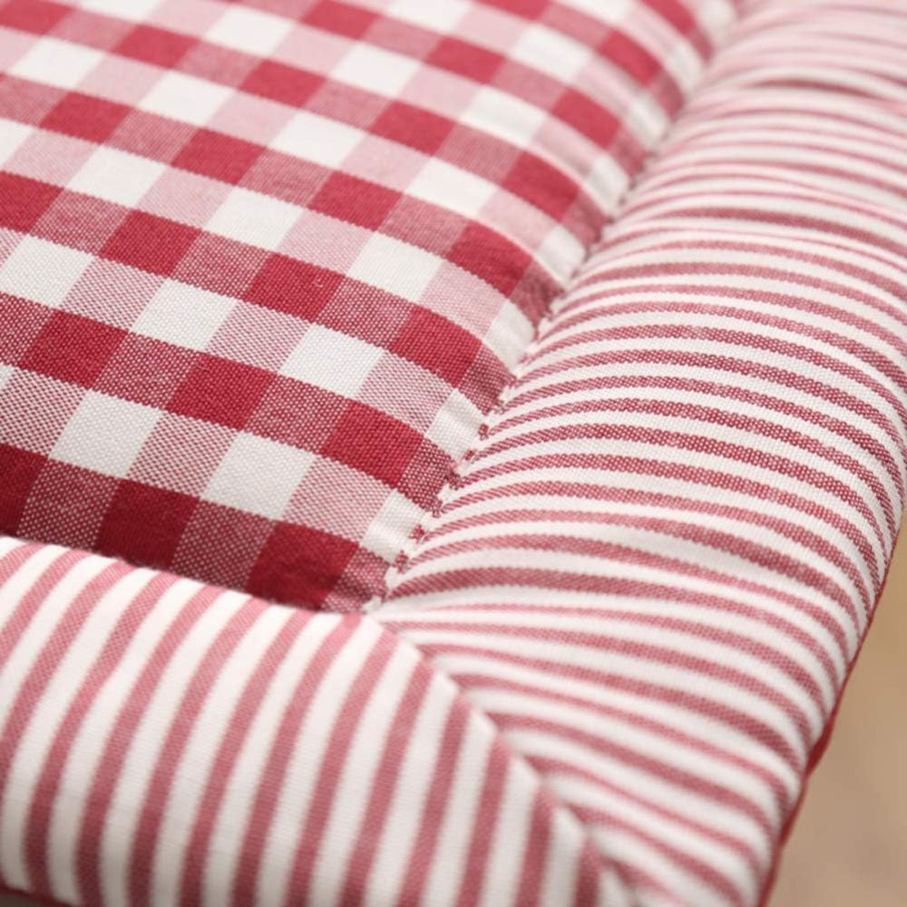 Dining Chair Cushion Plush Cotton Blend & Tie Straps