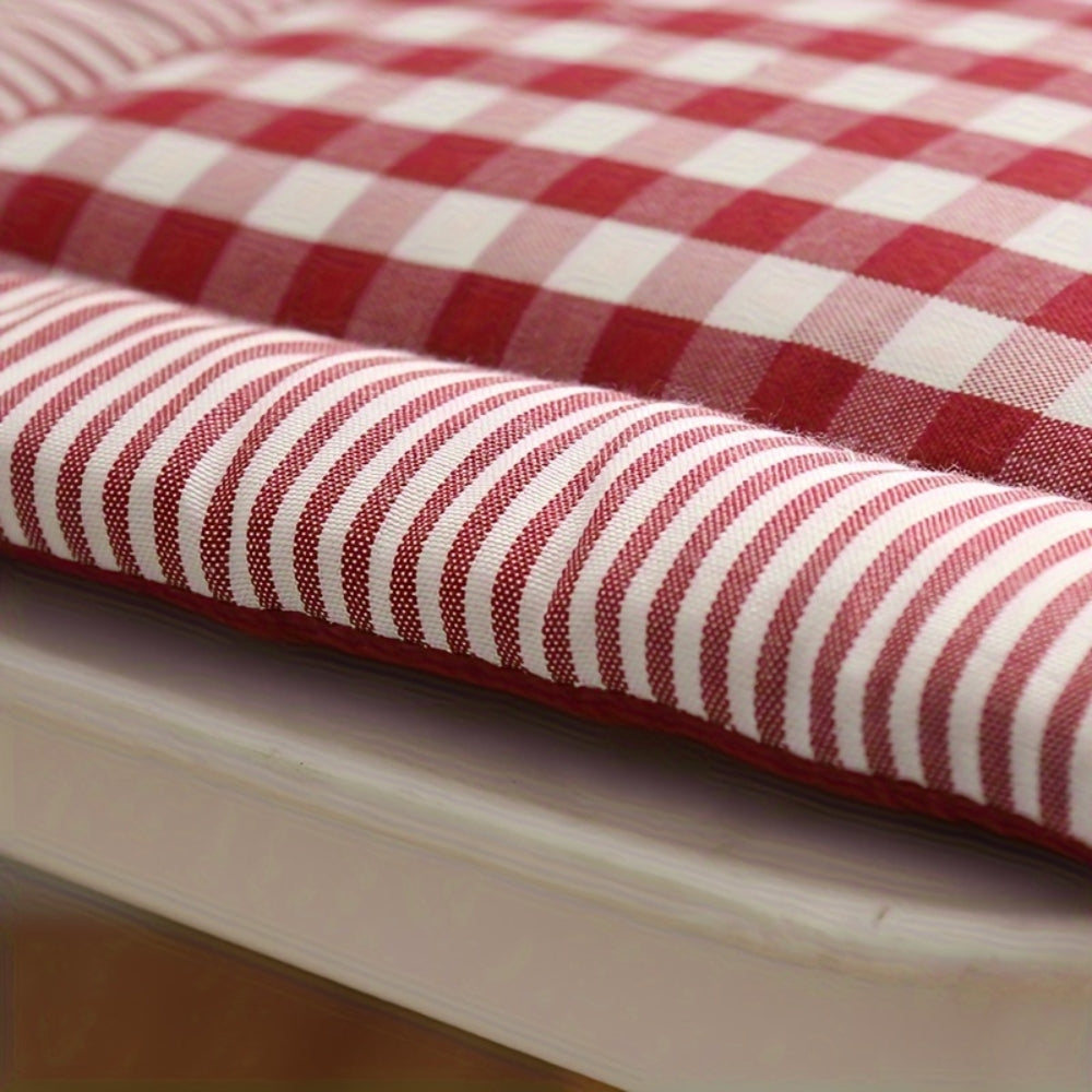 Dining Chair Cushion Plush Cotton Blend & Tie Straps