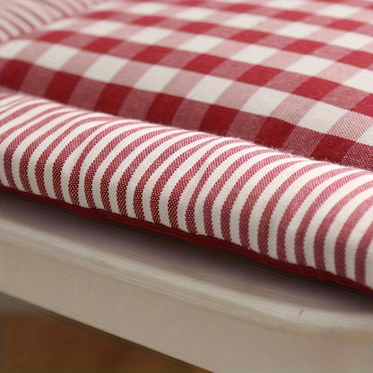 Dining Chair Cushion Plush Cotton Blend & Tie Straps