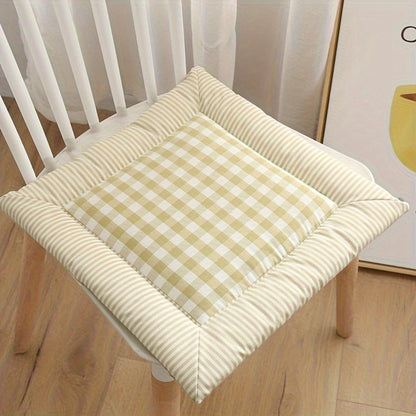 Dining Chair Cushion Plush Cotton Blend & Tie Straps
