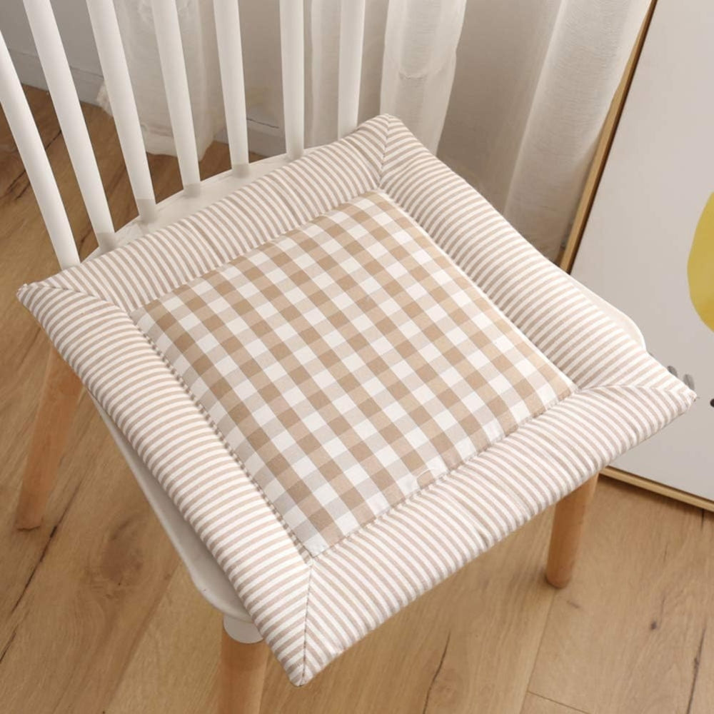 Dining Chair Cushion Plush Cotton Blend & Tie Straps